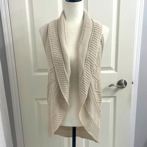 KISMET Beige Knit Sleeveless Boho Cardigan Sweater Vest Sz M